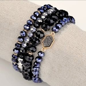 Crystal Resin Cluster Bracelet 4pcs Set